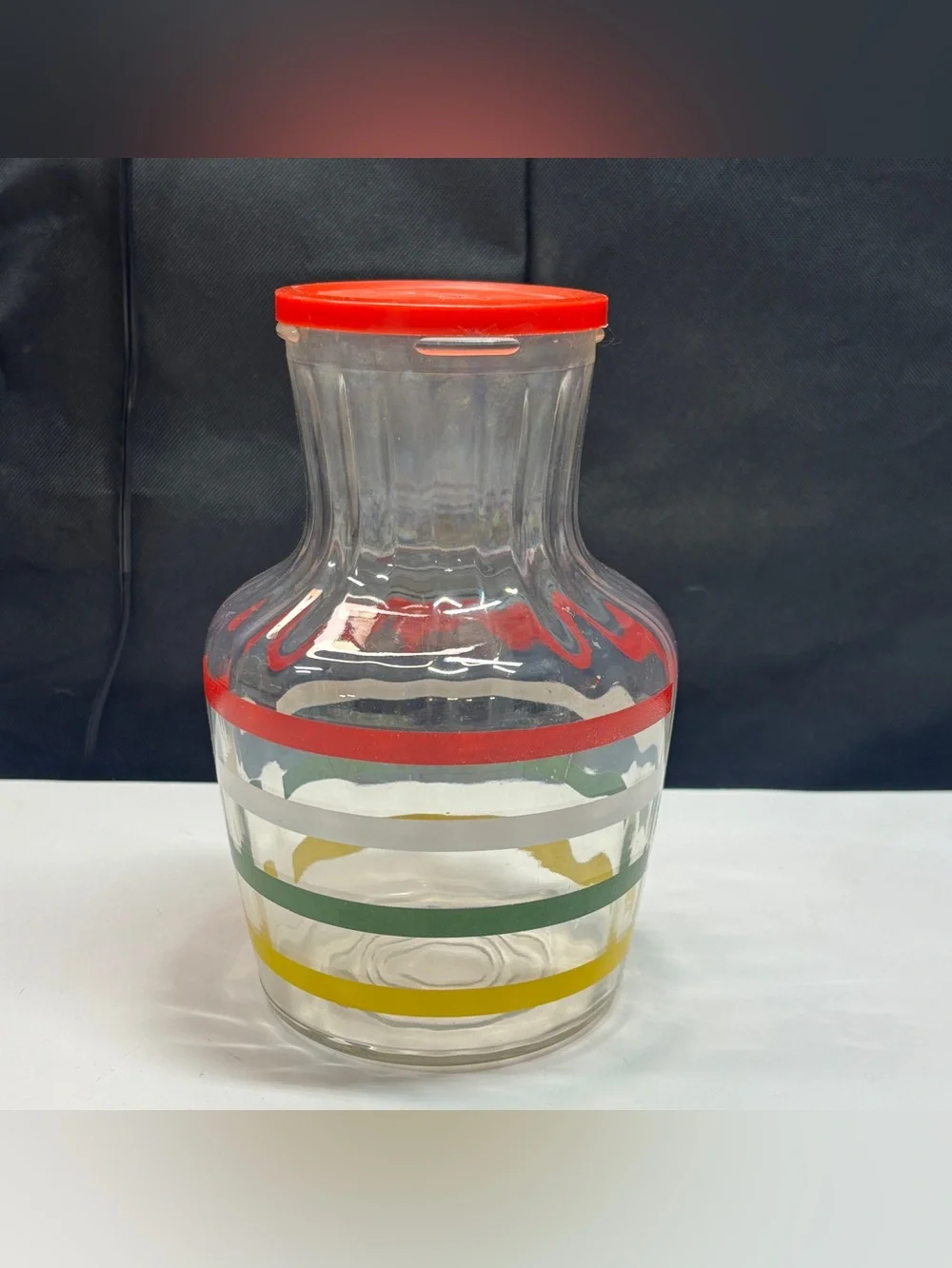 Anchor Hocking Fiesta Stripe Juice Pitcher carafe grandma core